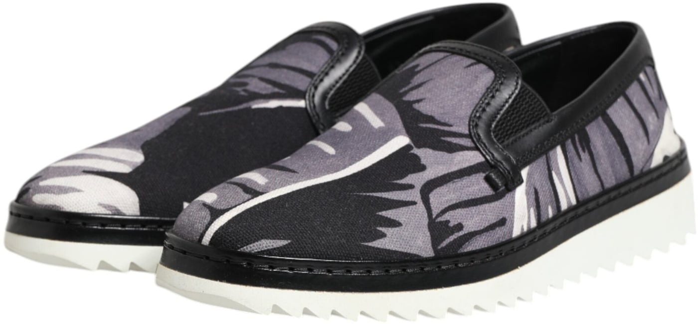 Dolce & Gabbana Black Tropical Slip On Men Sneakers Shoes