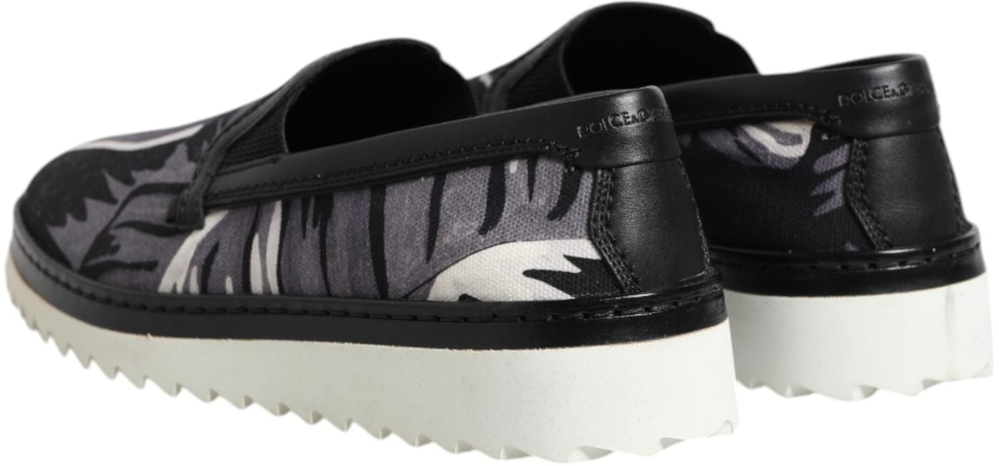 Dolce & Gabbana Black Tropical Slip On Men Sneakers Shoes