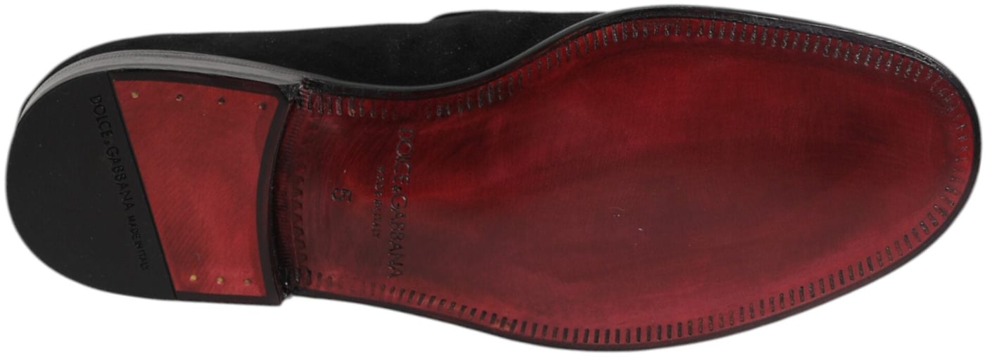 Dolce & Gabbana Black Suede Slip On Loafers Formal Shoes