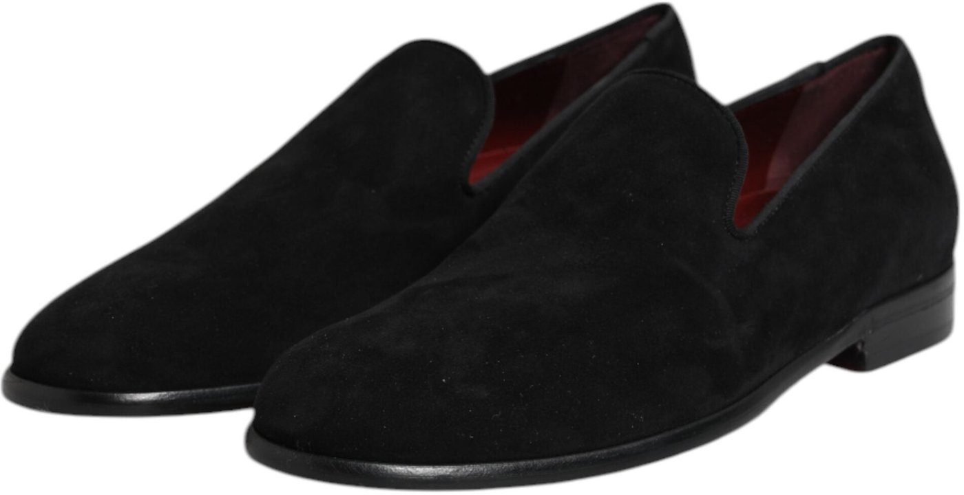 Dolce & Gabbana Black Suede Slip On Loafers Formal Shoes