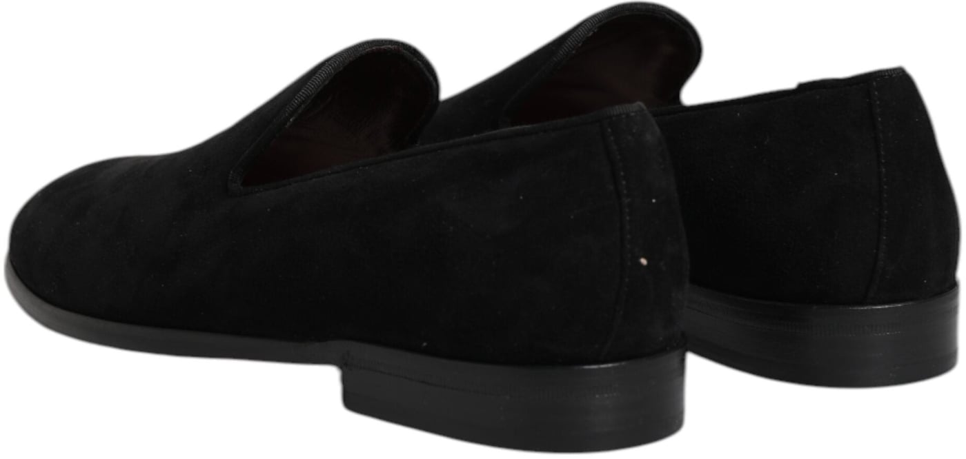 Dolce & Gabbana Black Suede Slip On Loafers Formal Shoes