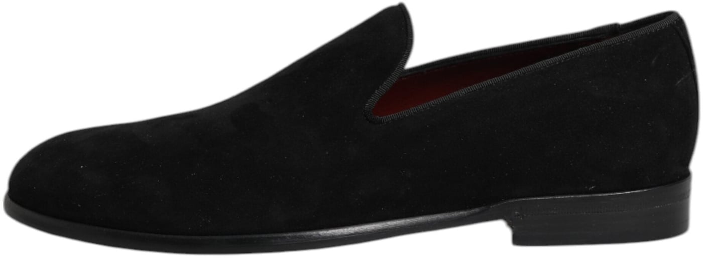 Dolce & Gabbana Black Suede Slip On Loafers Formal Shoes