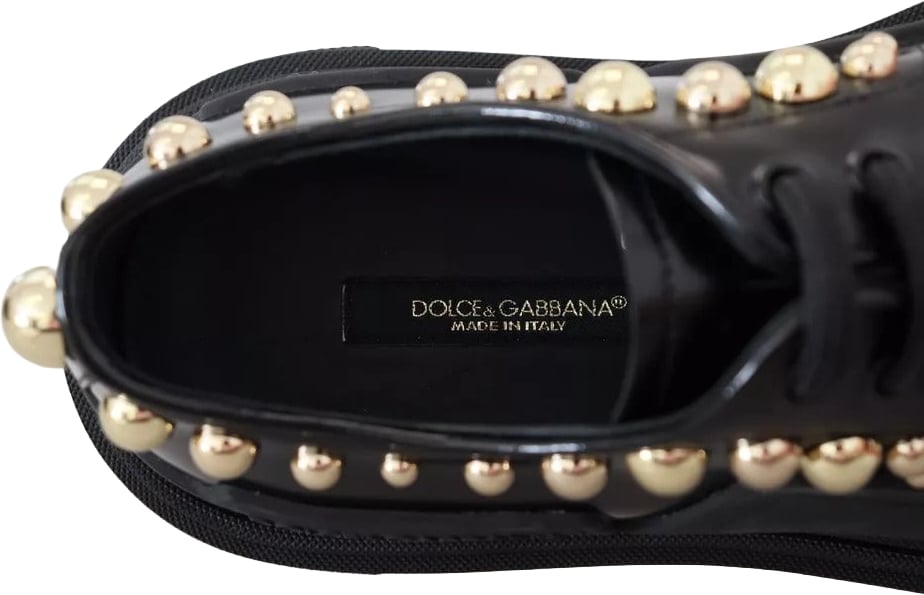 Dolce & Gabbana Black Leather Trekking Derby Embellished Shoes