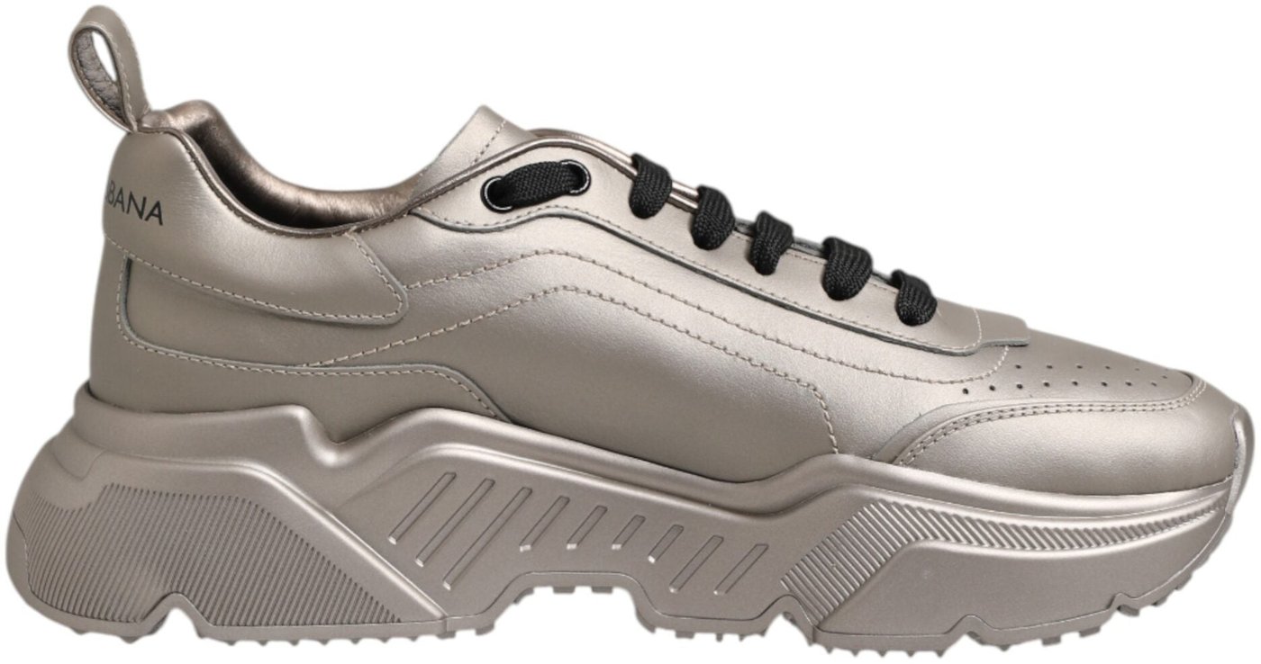 Dolce & Gabbana Silver DAYMASTER Leather Men Sneakers Shoes