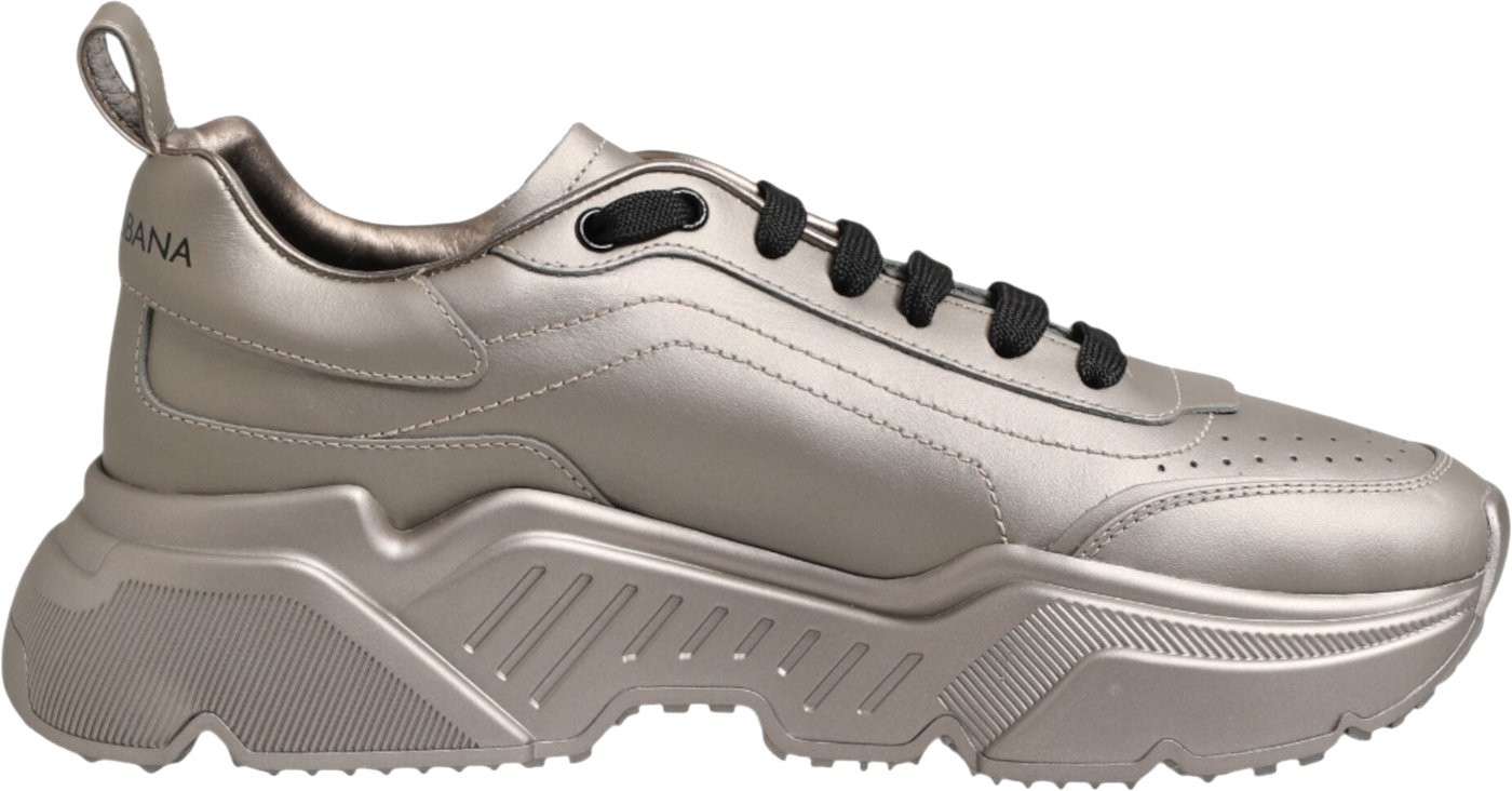 Dolce & Gabbana Silver DAYMASTER Leather Men Sneakers Shoes