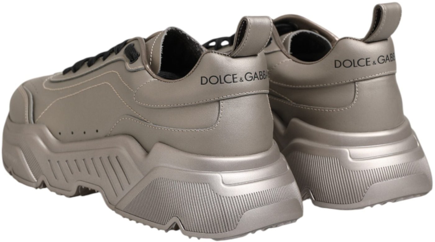 Dolce & Gabbana Silver DAYMASTER Leather Men Sneakers Shoes