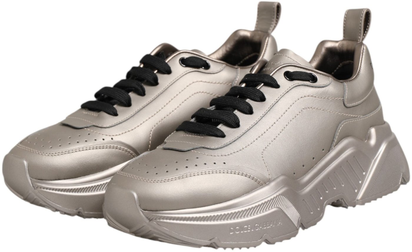 Dolce & Gabbana Silver DAYMASTER Leather Men Sneakers Shoes