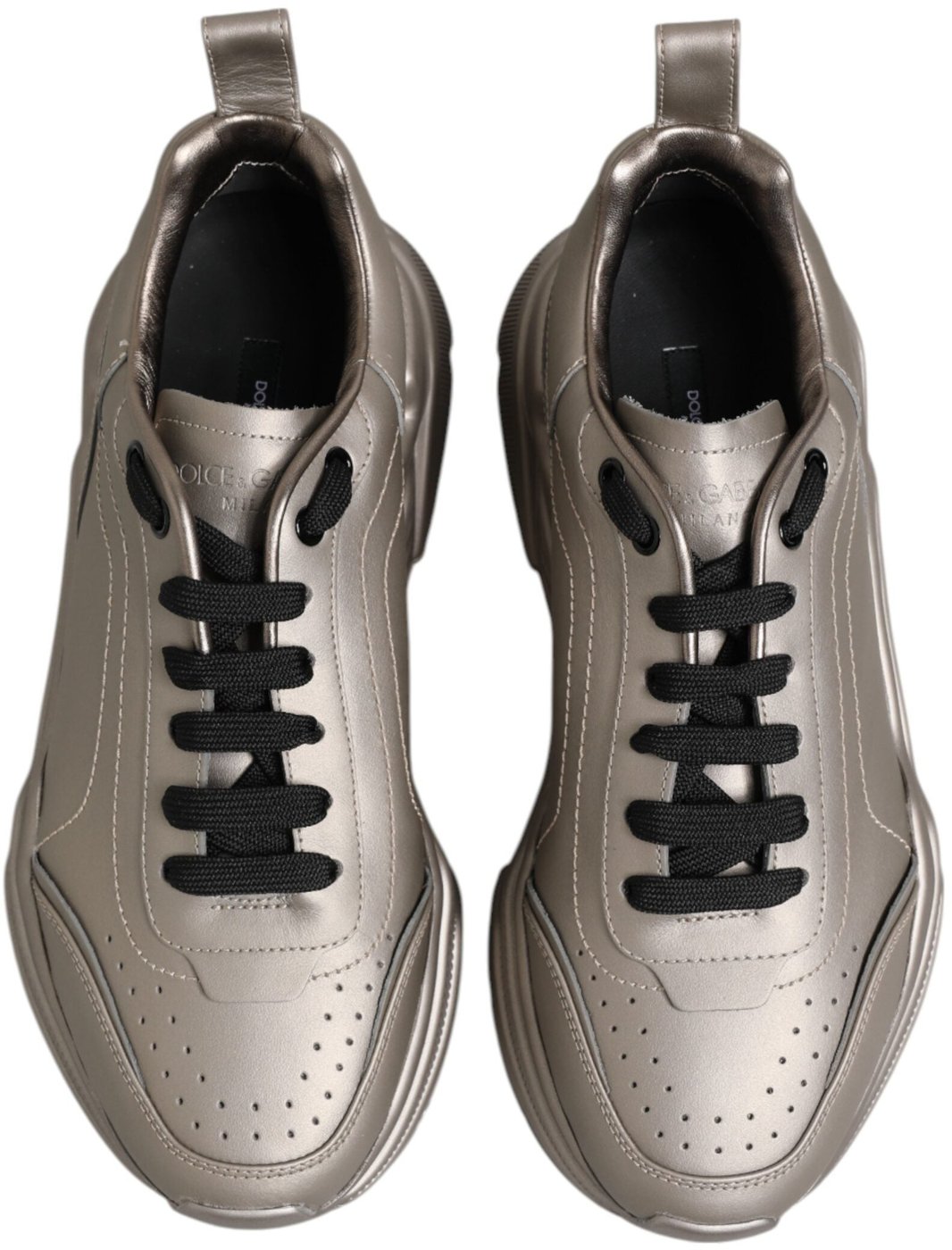 Dolce & Gabbana Silver DAYMASTER Leather Men Sneakers Shoes