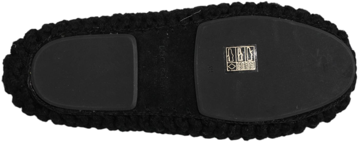 Dolce & Gabbana Black Wool Slip On Flats Ballerina Shoes