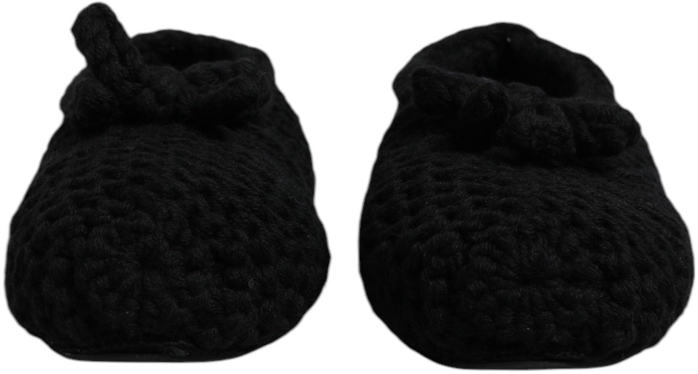 Dolce & Gabbana Black Wool Slip On Flats Ballerina Shoes