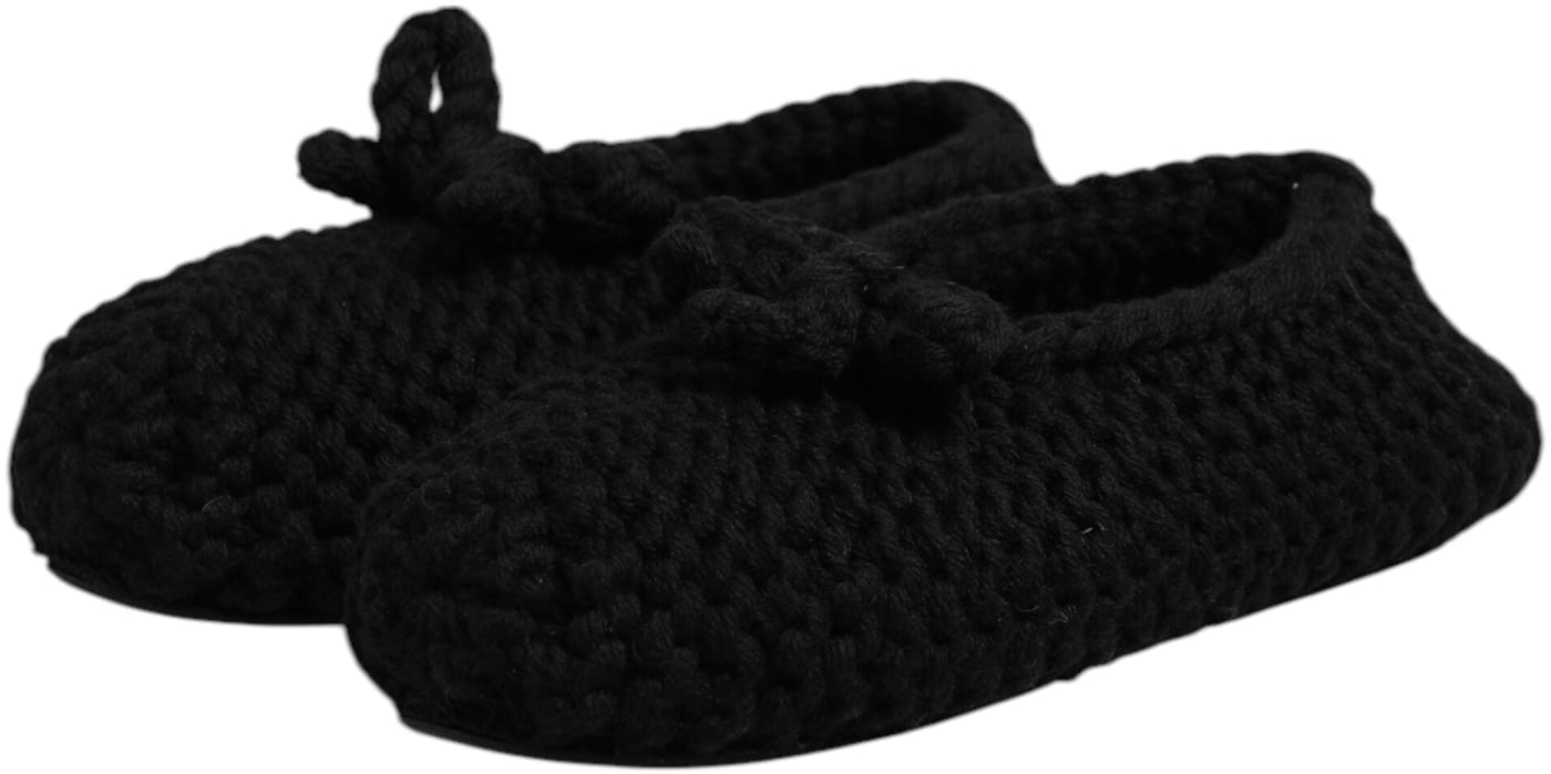 Dolce & Gabbana Black Wool Slip On Flats Ballerina Shoes