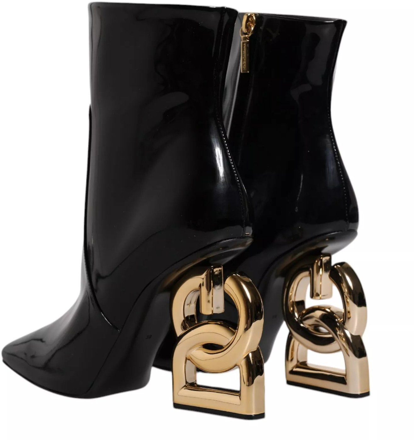 Dolce & Gabbana Black Jackie Leather Mid Calf Boots Shoes