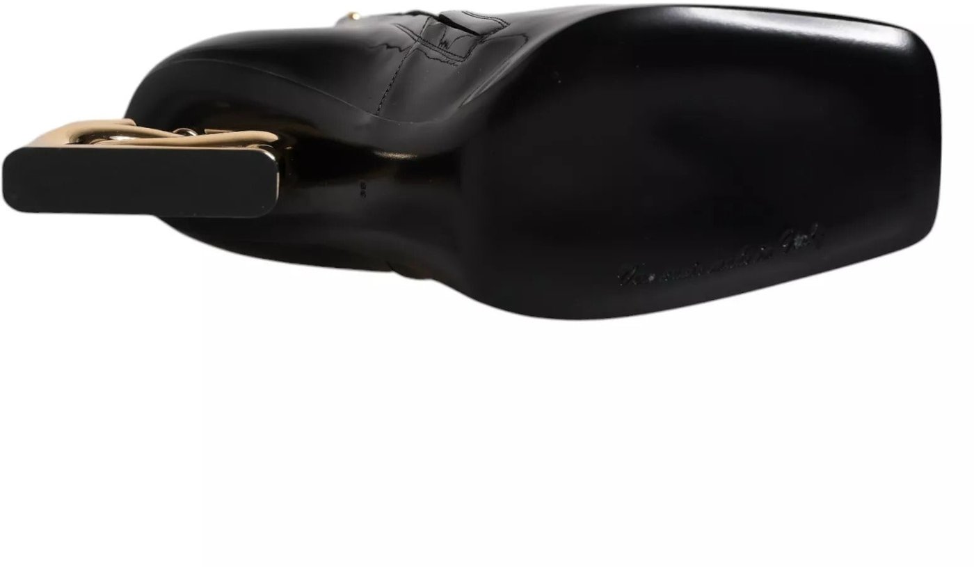 Dolce & Gabbana Black Jackie Leather Mid Calf Boots Shoes