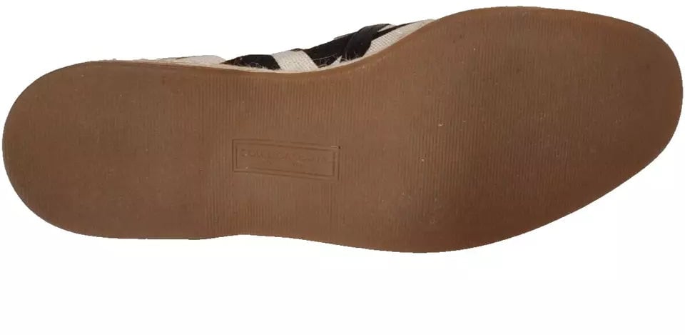 Dolce & Gabbana Black White Stripes Slip On Espadrille Shoes