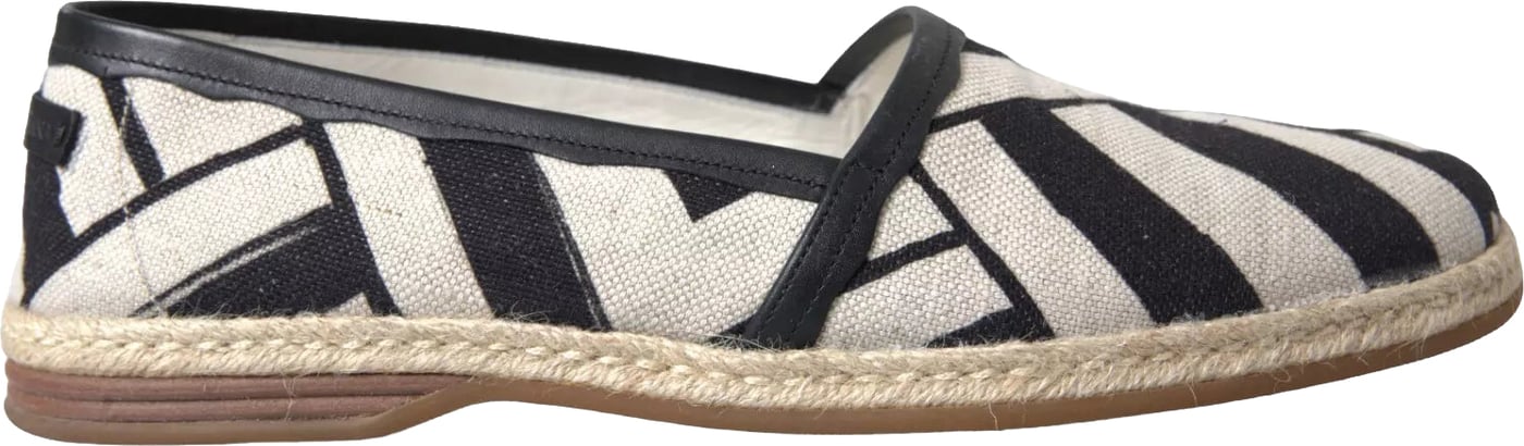 Dolce & Gabbana Black White Stripes Slip On Espadrille Shoes