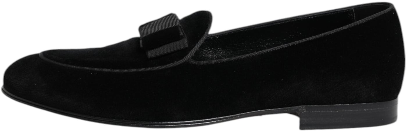 Dolce & Gabbana Black Velvet Loafers Formal Men Dress Shoes
