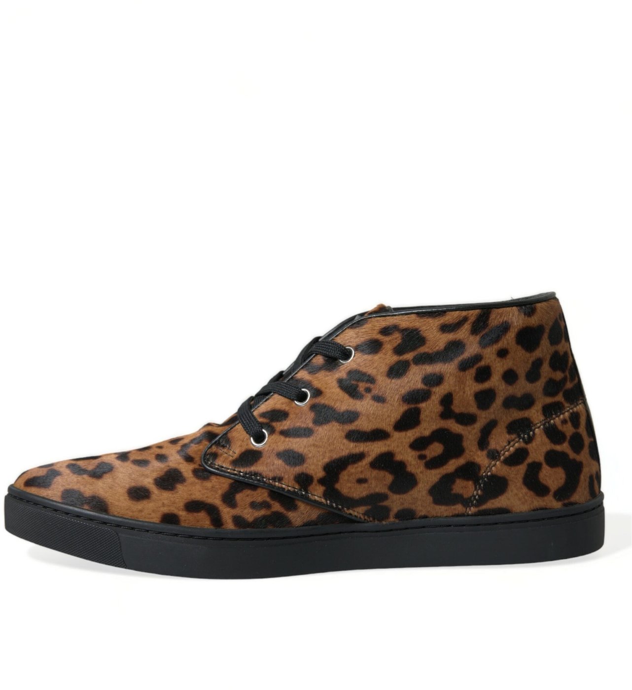 Dolce & Gabbana Brown Leopard Pony Hair Leather Sneakers Shoes