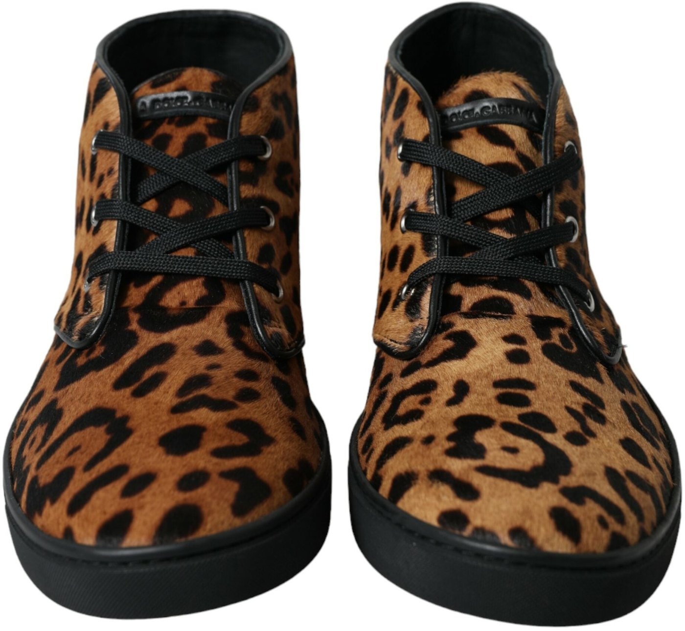 Dolce & Gabbana Brown Leopard Pony Hair Leather Sneakers Shoes