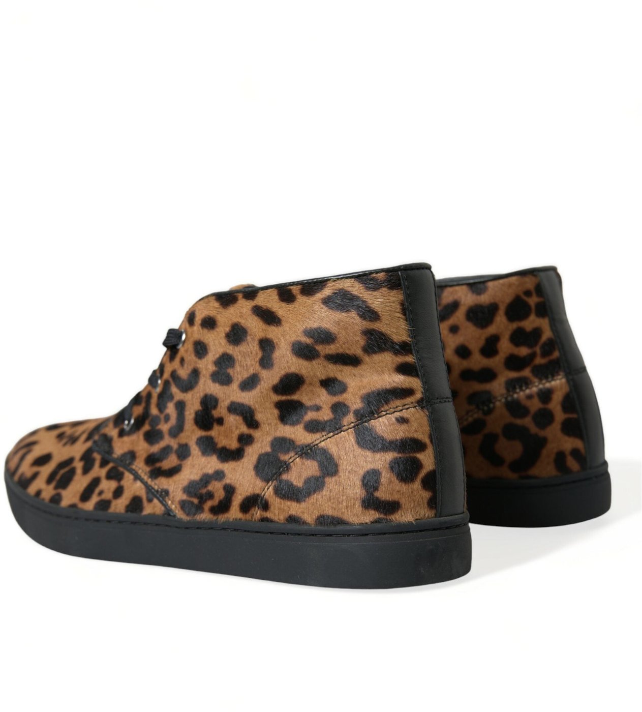 Dolce & Gabbana Brown Leopard Pony Hair Leather Sneakers Shoes