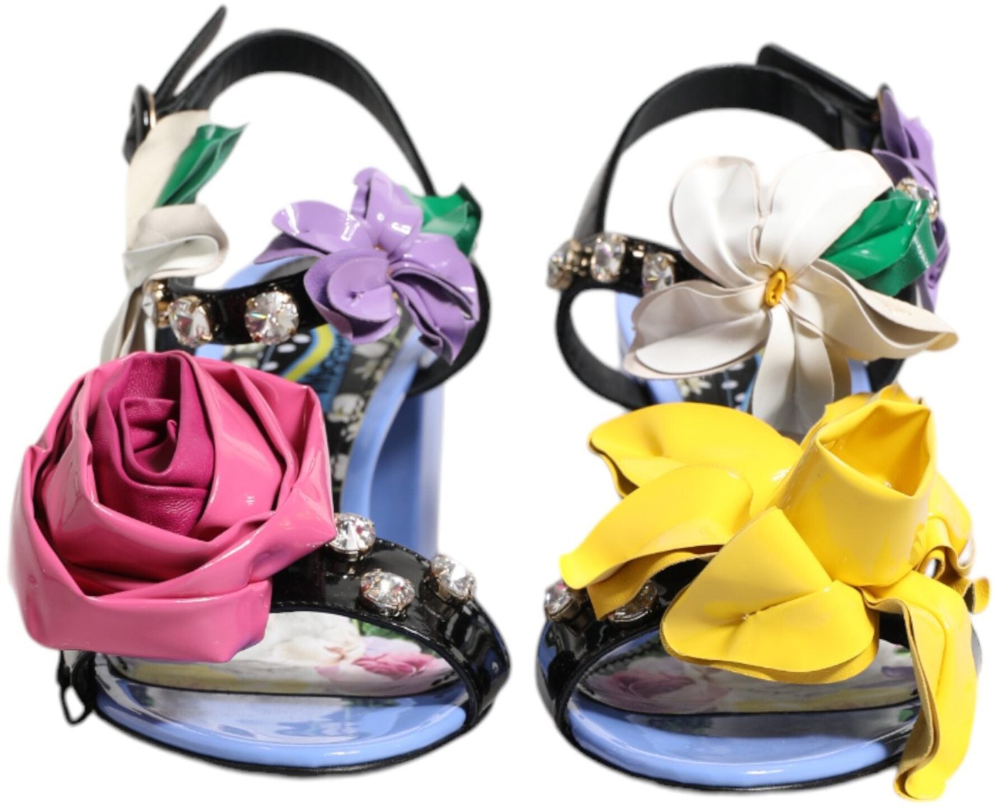 Dolce & Gabbana Multicolor Floral Crystal KEIRA Sandals Shoes