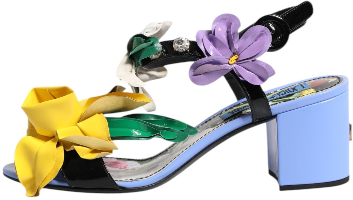 Dolce & Gabbana Multicolor Floral Crystal KEIRA Sandals Shoes