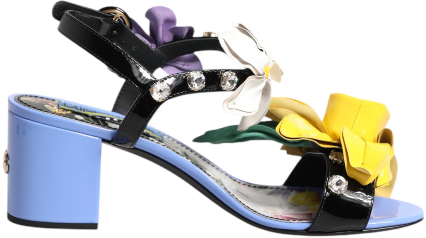 Dolce & Gabbana Multicolor Floral Crystal KEIRA Sandals Shoes