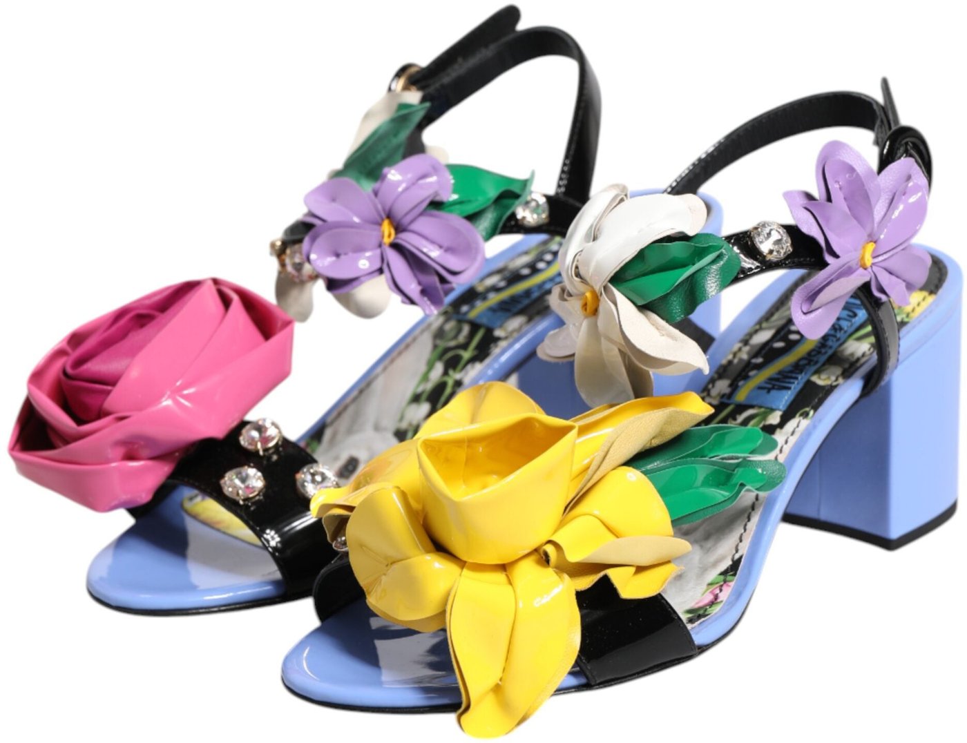 Dolce & Gabbana Multicolor Floral Crystal KEIRA Sandals Shoes