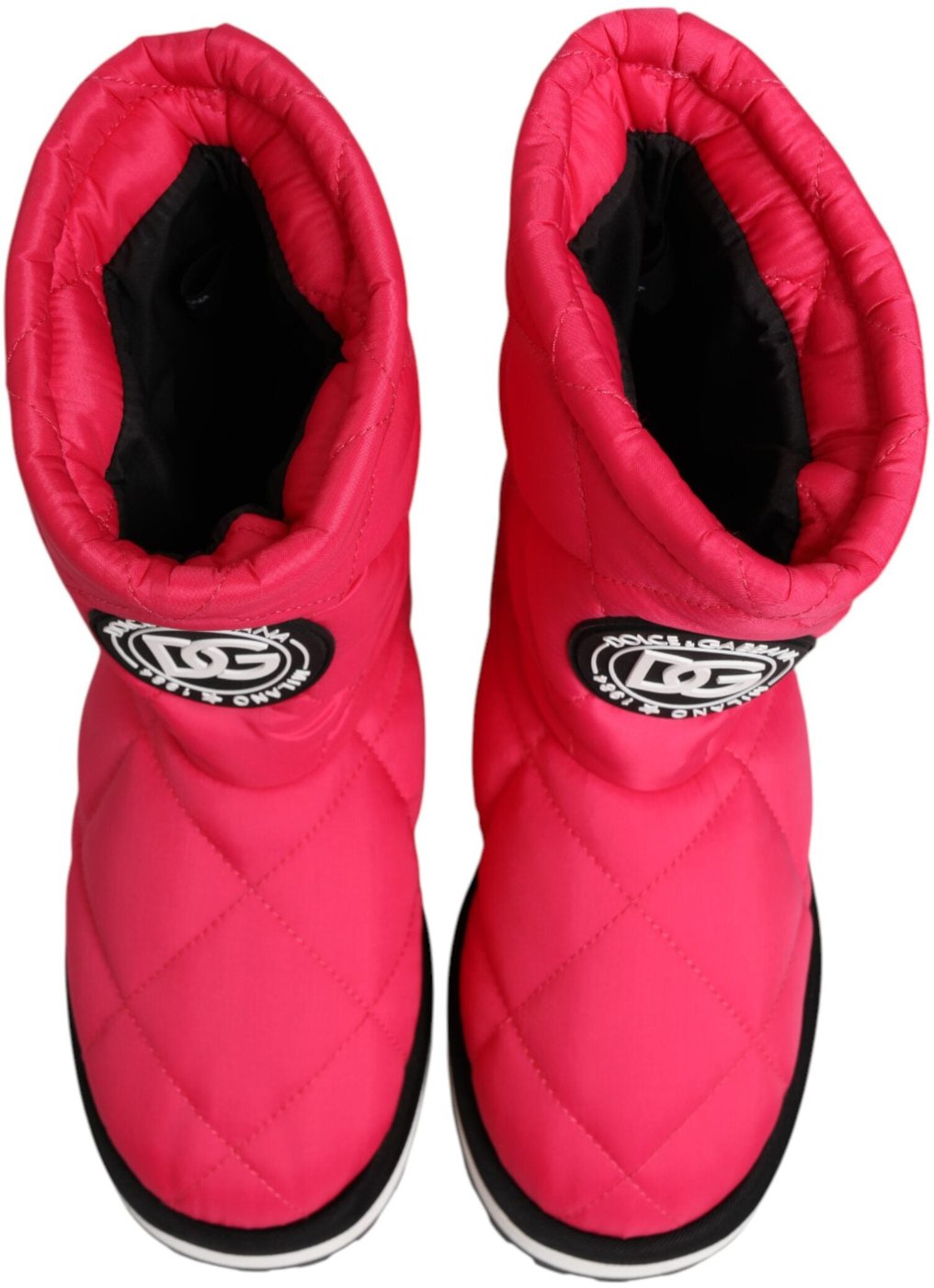 Dolce & Gabbana Pink White Viscose Padded Mid Calf Boots Shoes