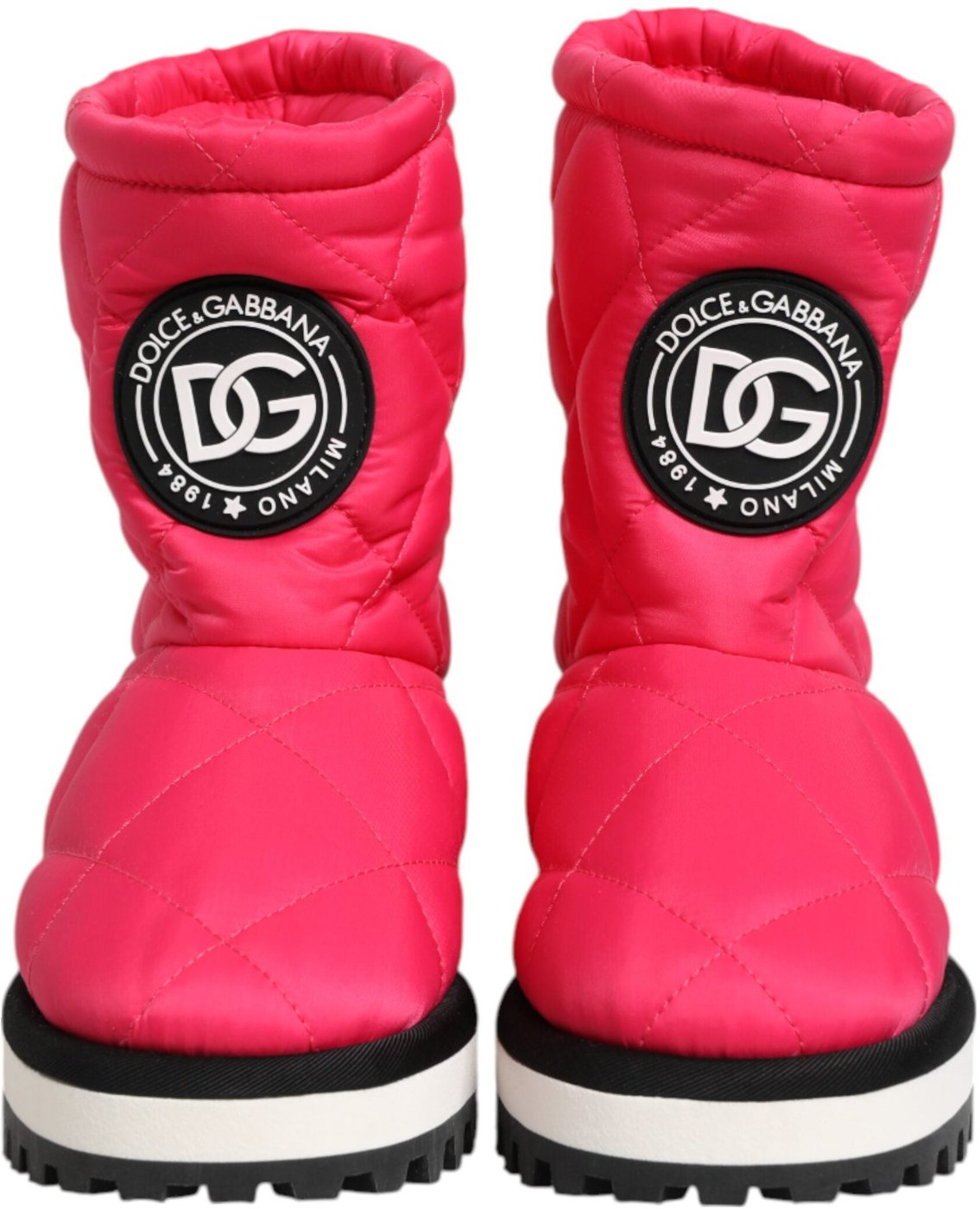 Dolce & Gabbana Pink White Viscose Padded Mid Calf Boots Shoes