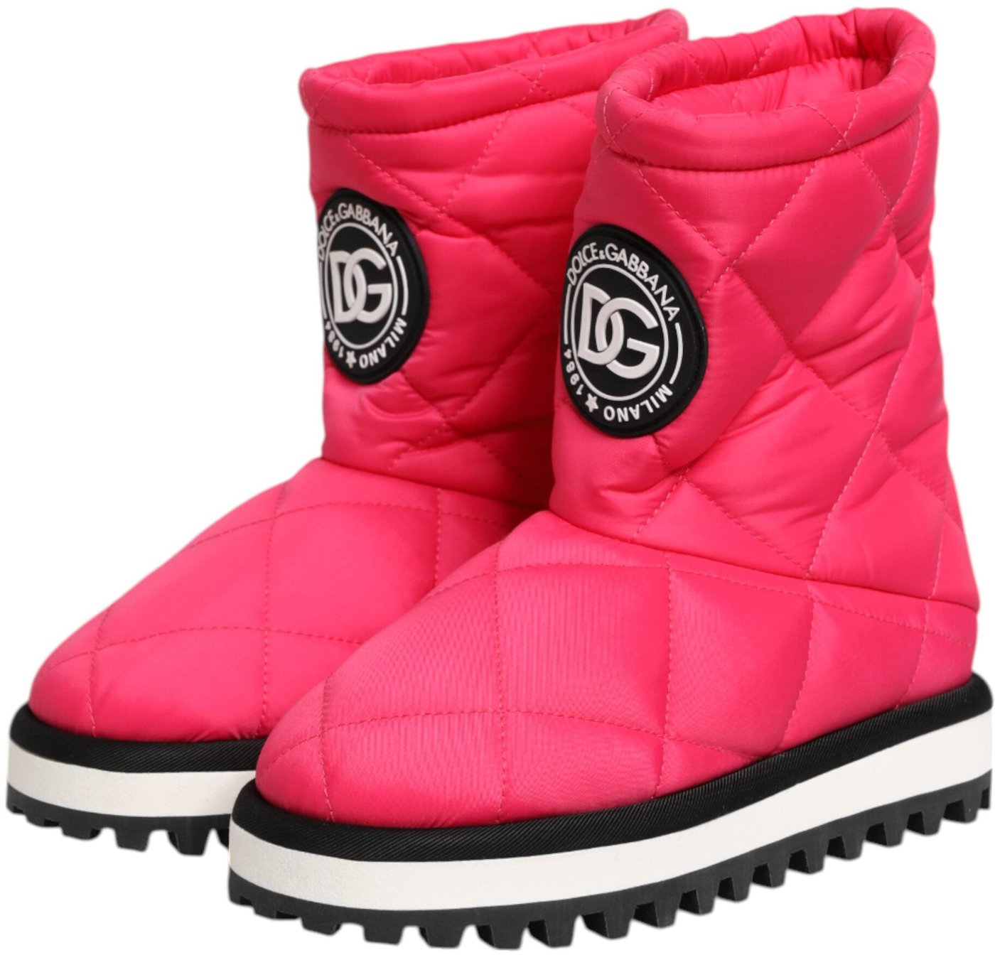 Dolce & Gabbana Pink White Viscose Padded Mid Calf Boots Shoes