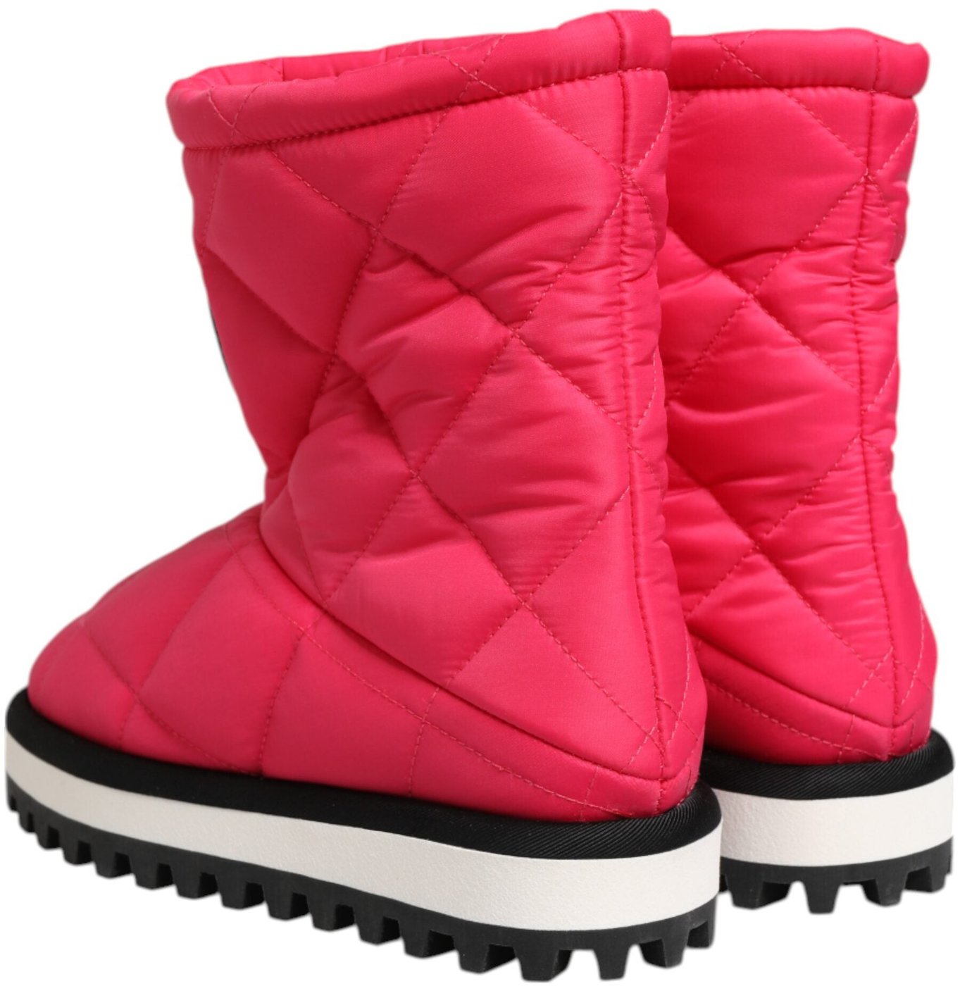 Dolce & Gabbana Pink White Viscose Padded Mid Calf Boots Shoes