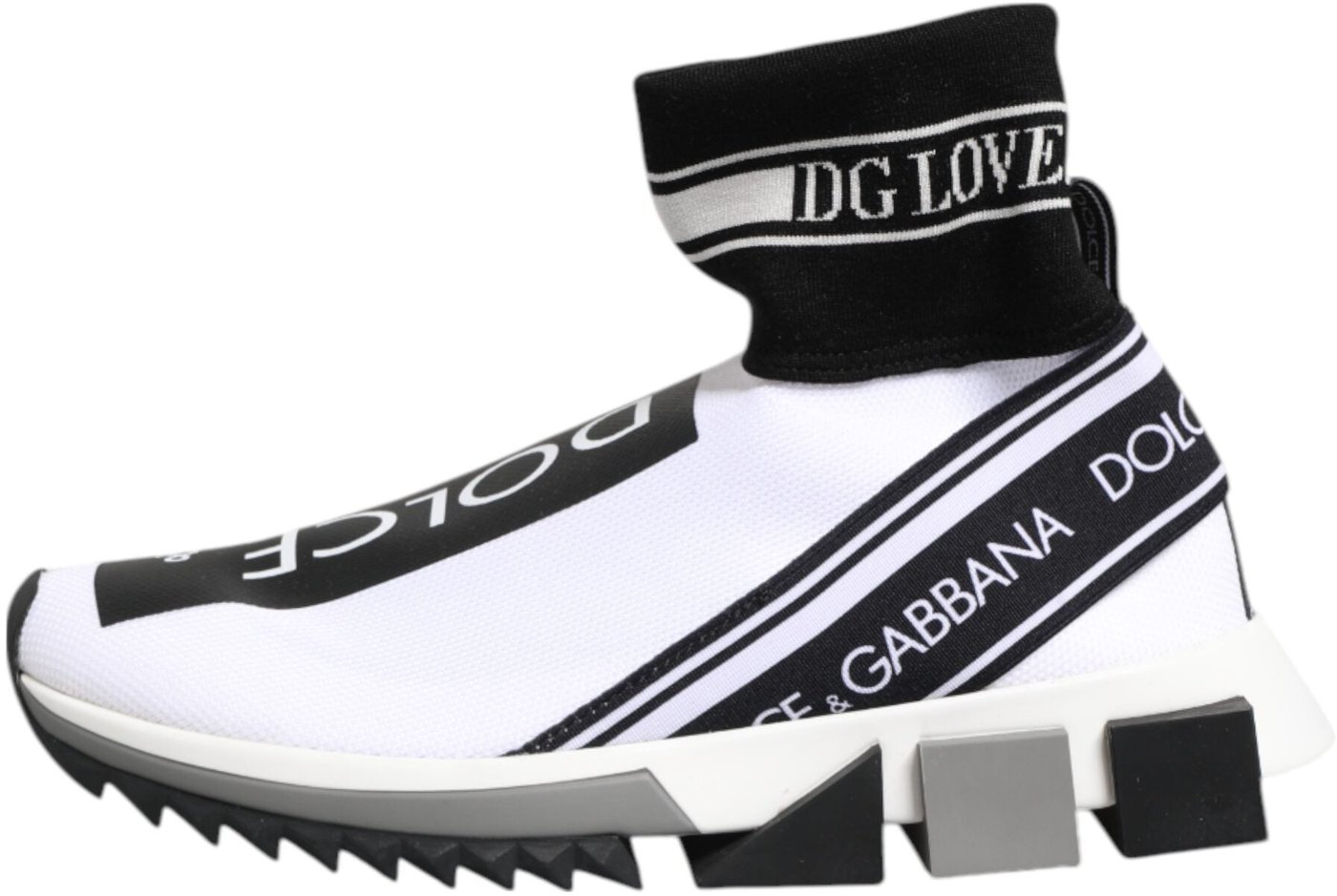 Dolce & Gabbana White Black Sorrento Socks Sneakers Shoes