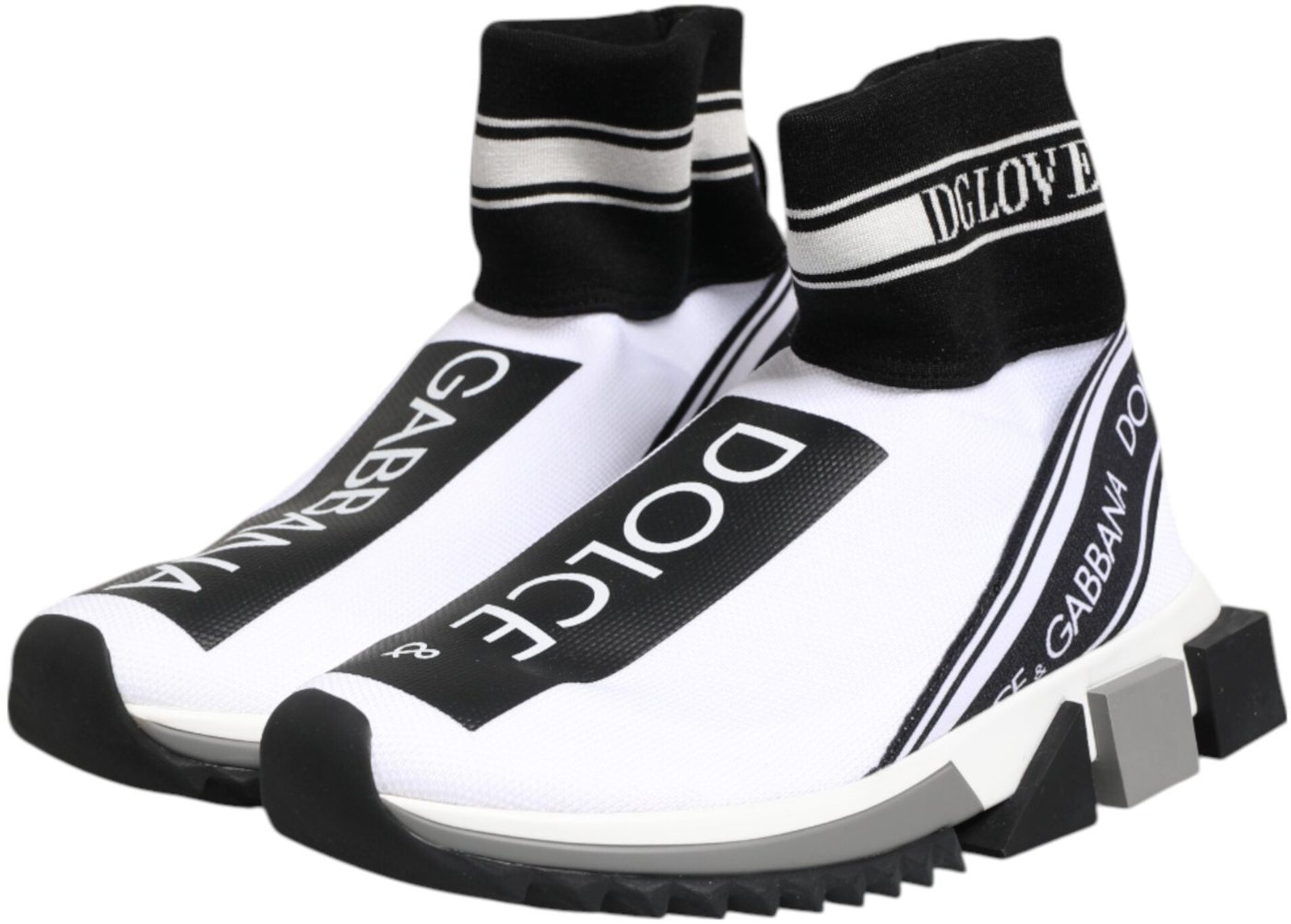 Dolce & Gabbana White Black Sorrento Socks Sneakers Shoes