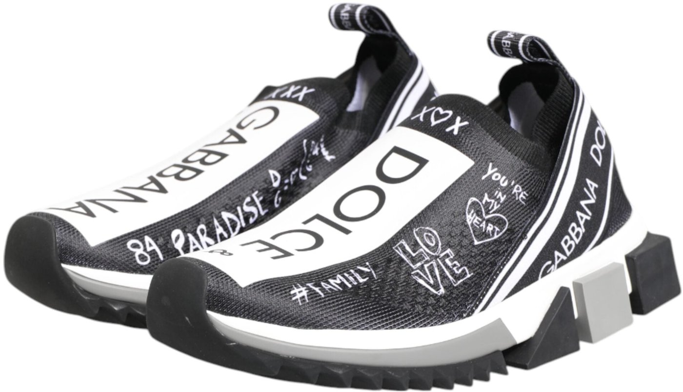 Dolce & Gabbana Black White Sorrento Low Top Sneakers Shoes