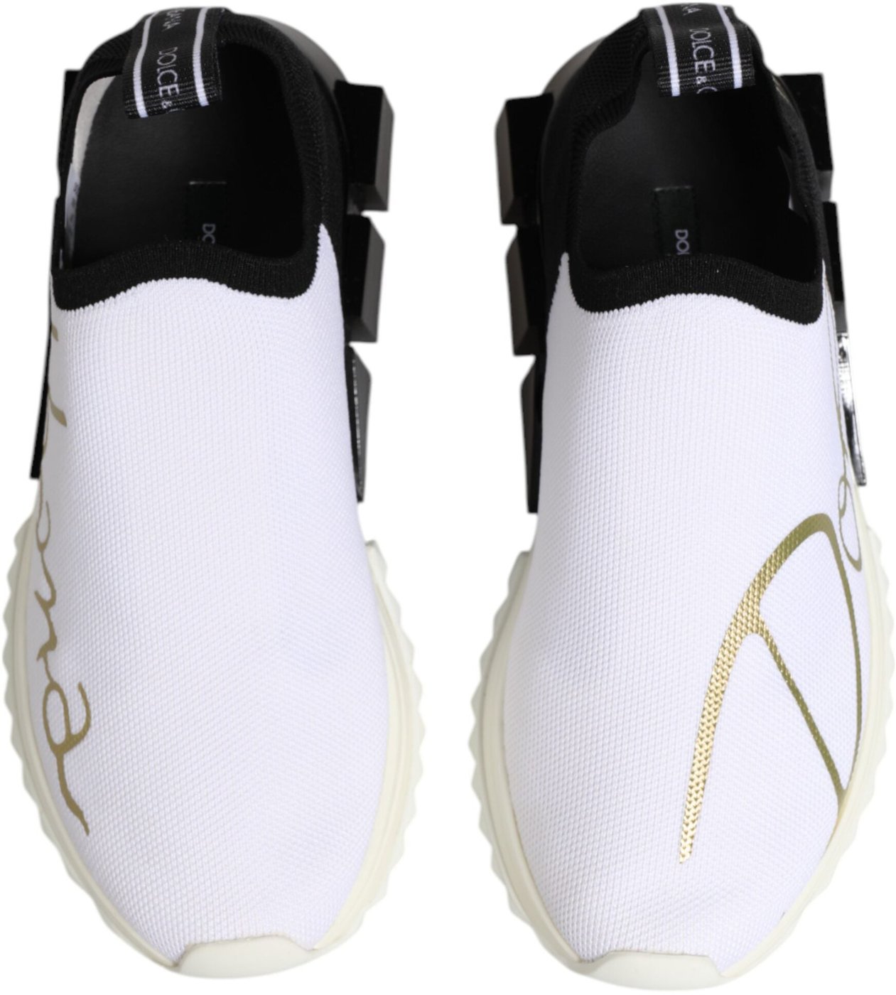 Dolce & Gabbana White Black Low Top Sorrento Sneakers Shoes