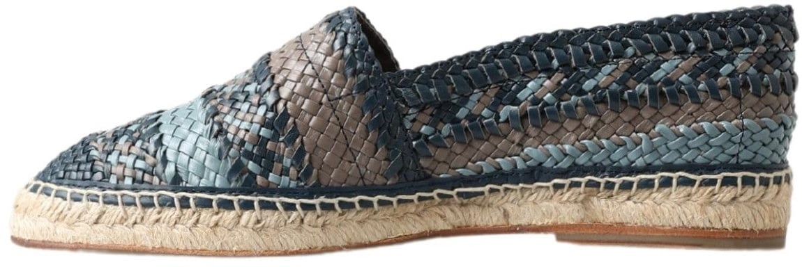 Dolce & Gabbana Blue Gray Leather Buffalo Espadrille Shoes
