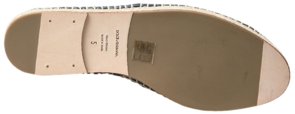 Dolce & Gabbana Blue Gray Leather Buffalo Espadrille Shoes