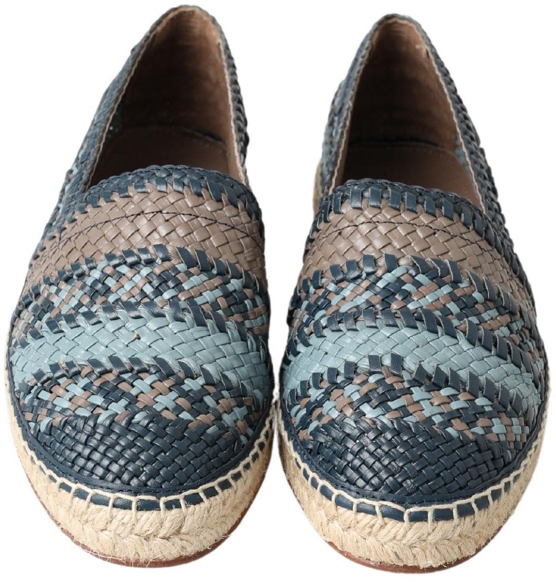 Dolce & Gabbana Blue Gray Leather Buffalo Espadrille Shoes
