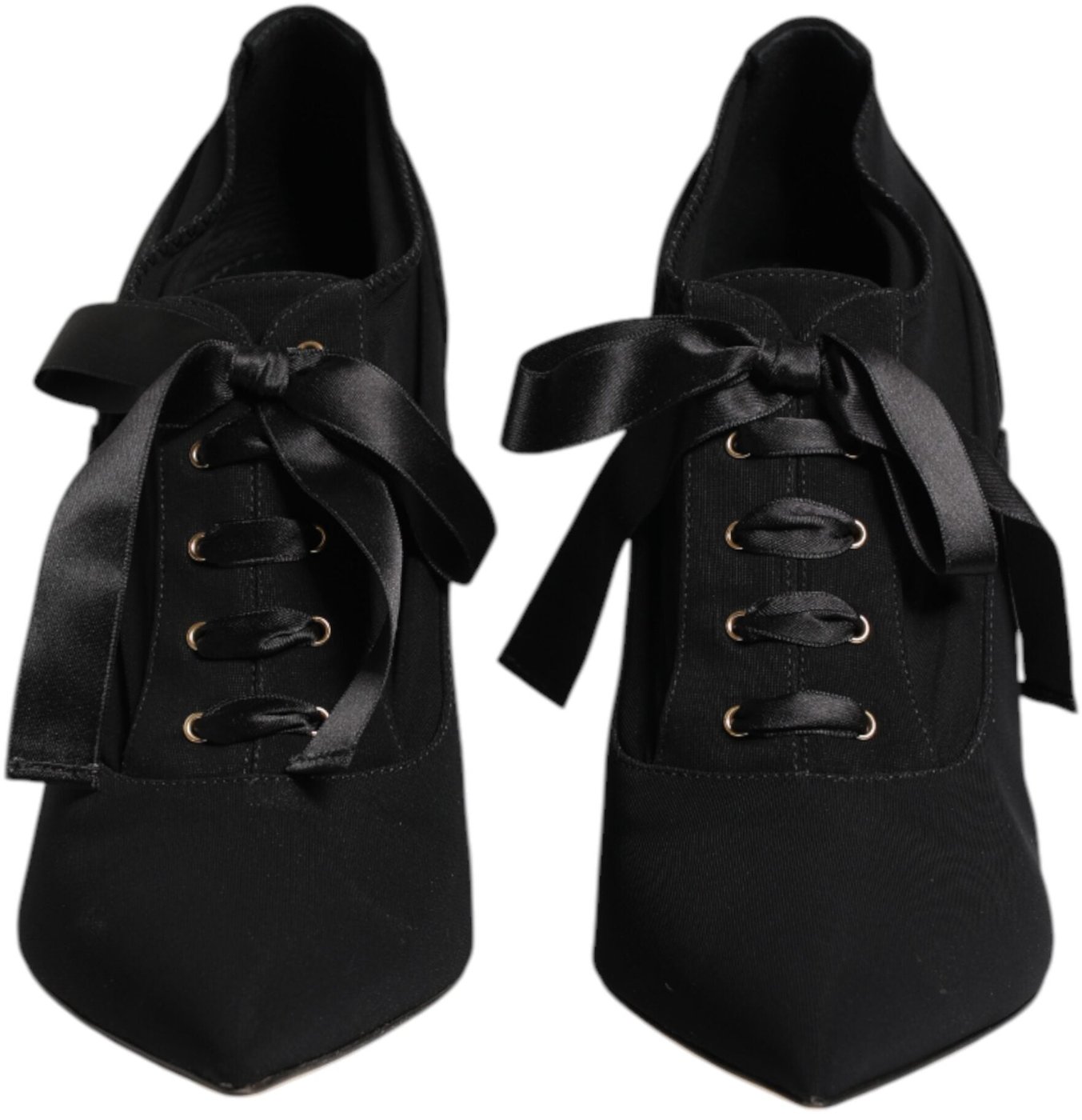 Dolce & Gabbana Black Lace Up Stiletto Heels Pumps Shoes
