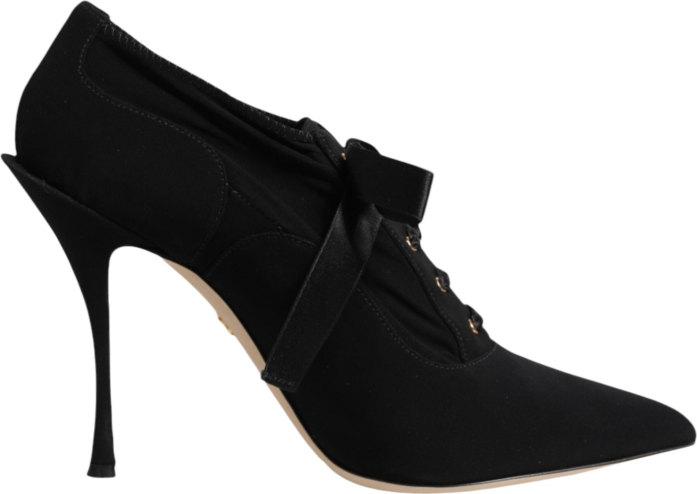 Dolce & Gabbana Black Lace Up Stiletto Heels Pumps Shoes