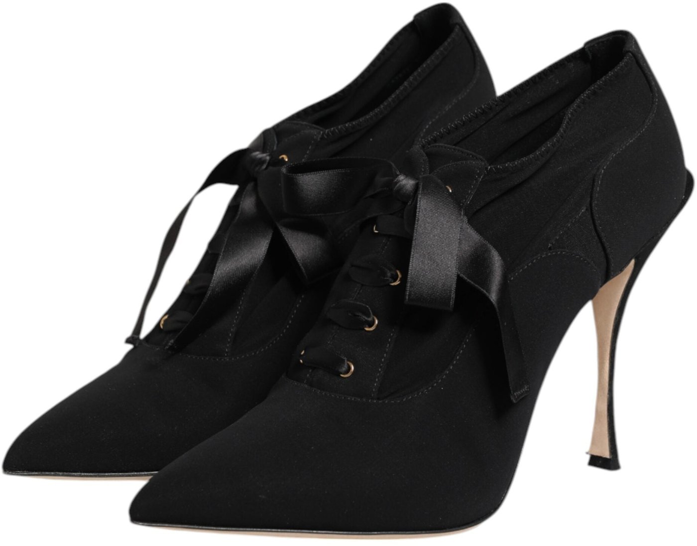 Dolce & Gabbana Black Lace Up Stiletto Heels Pumps Shoes