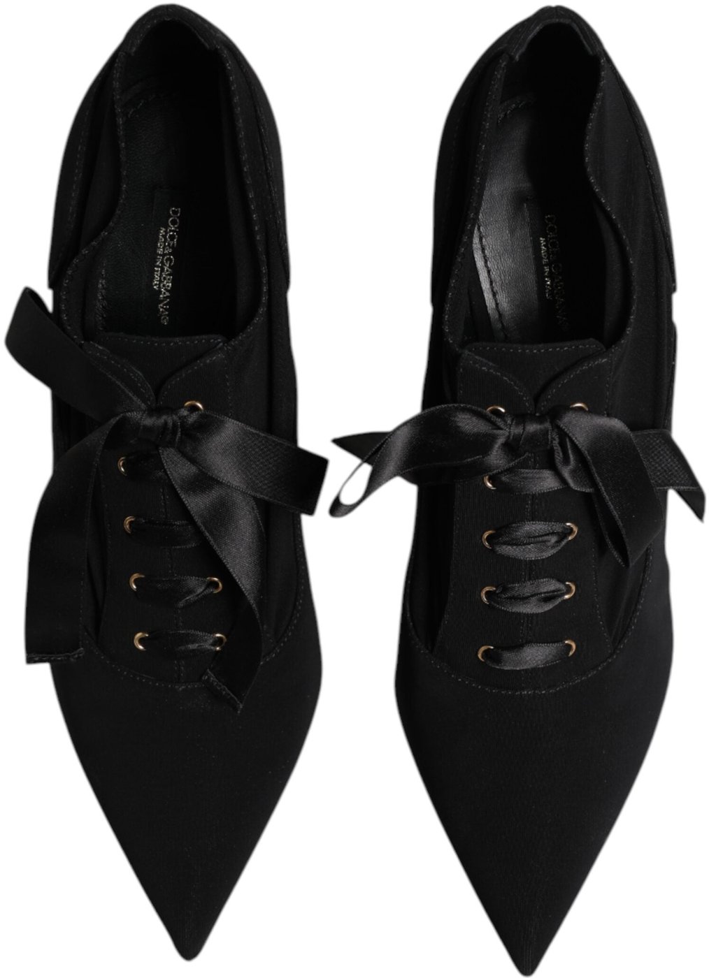 Dolce & Gabbana Black Lace Up Stiletto Heels Pumps Shoes