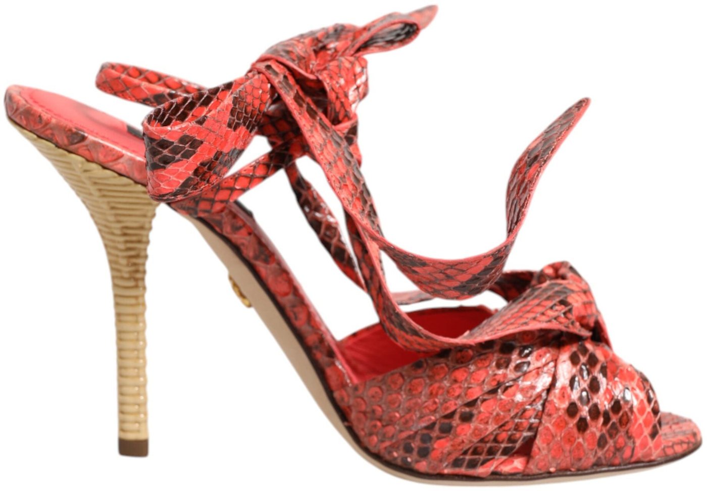 Dolce & Gabbana Coral Python Leather Heels Sandals Shoes