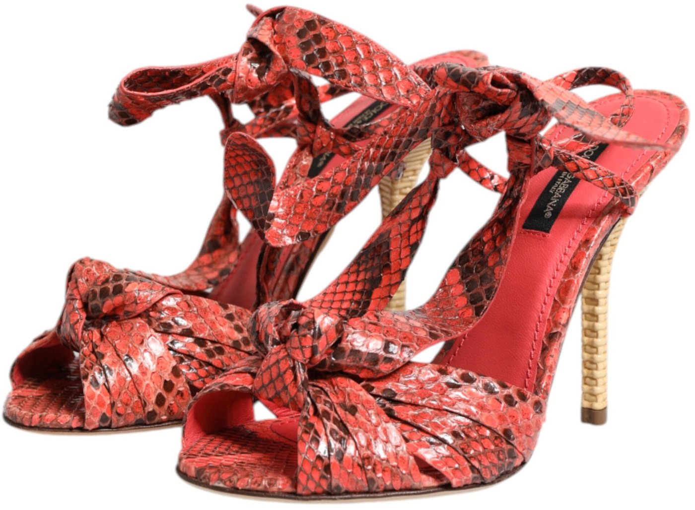 Dolce & Gabbana Coral Python Leather Heels Sandals Shoes