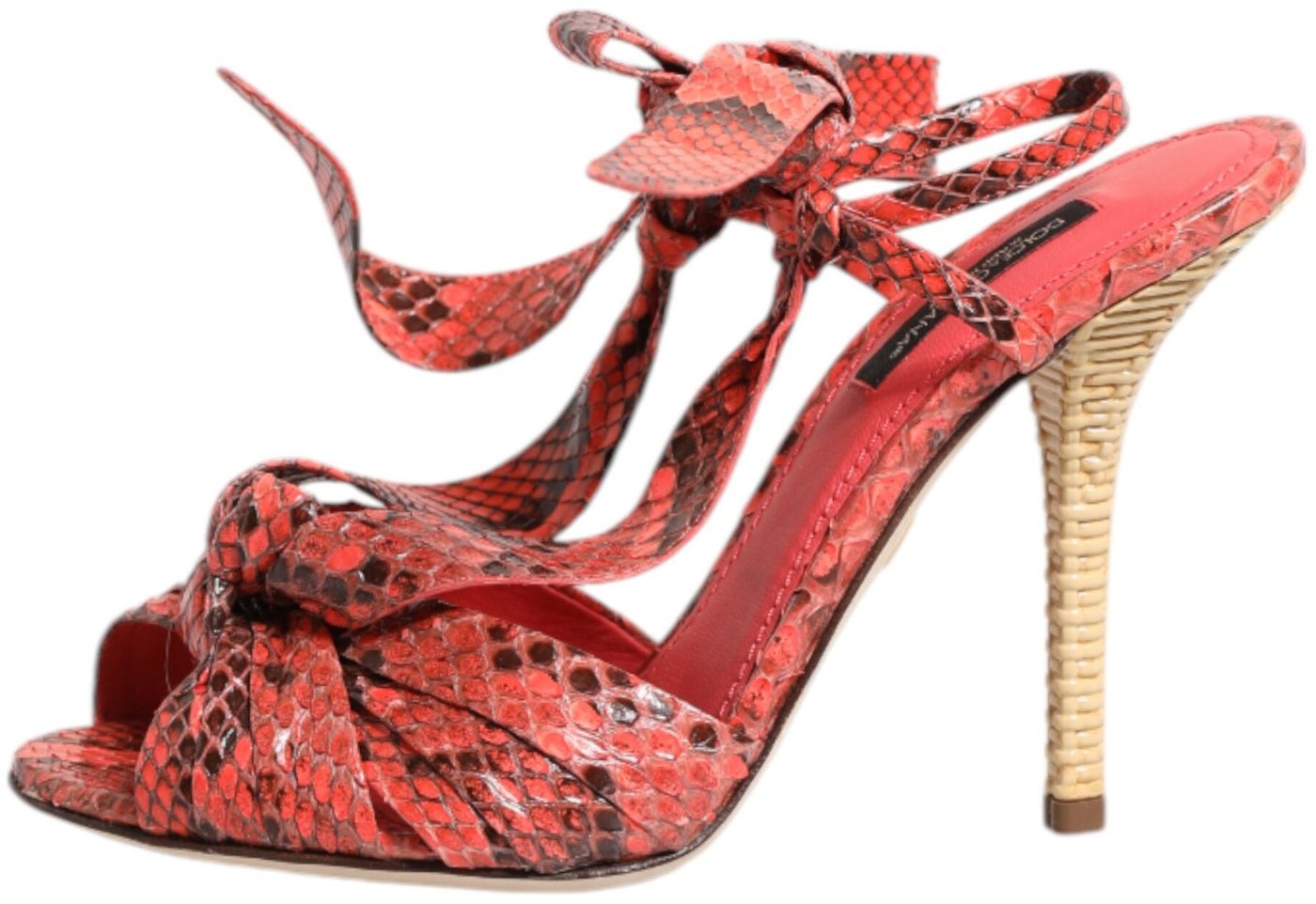 Dolce & Gabbana Coral Python Leather Heels Sandals Shoes