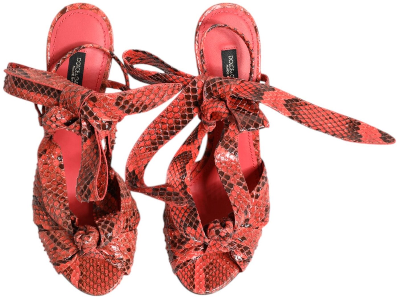 Dolce & Gabbana Coral Python Leather Heels Sandals Shoes