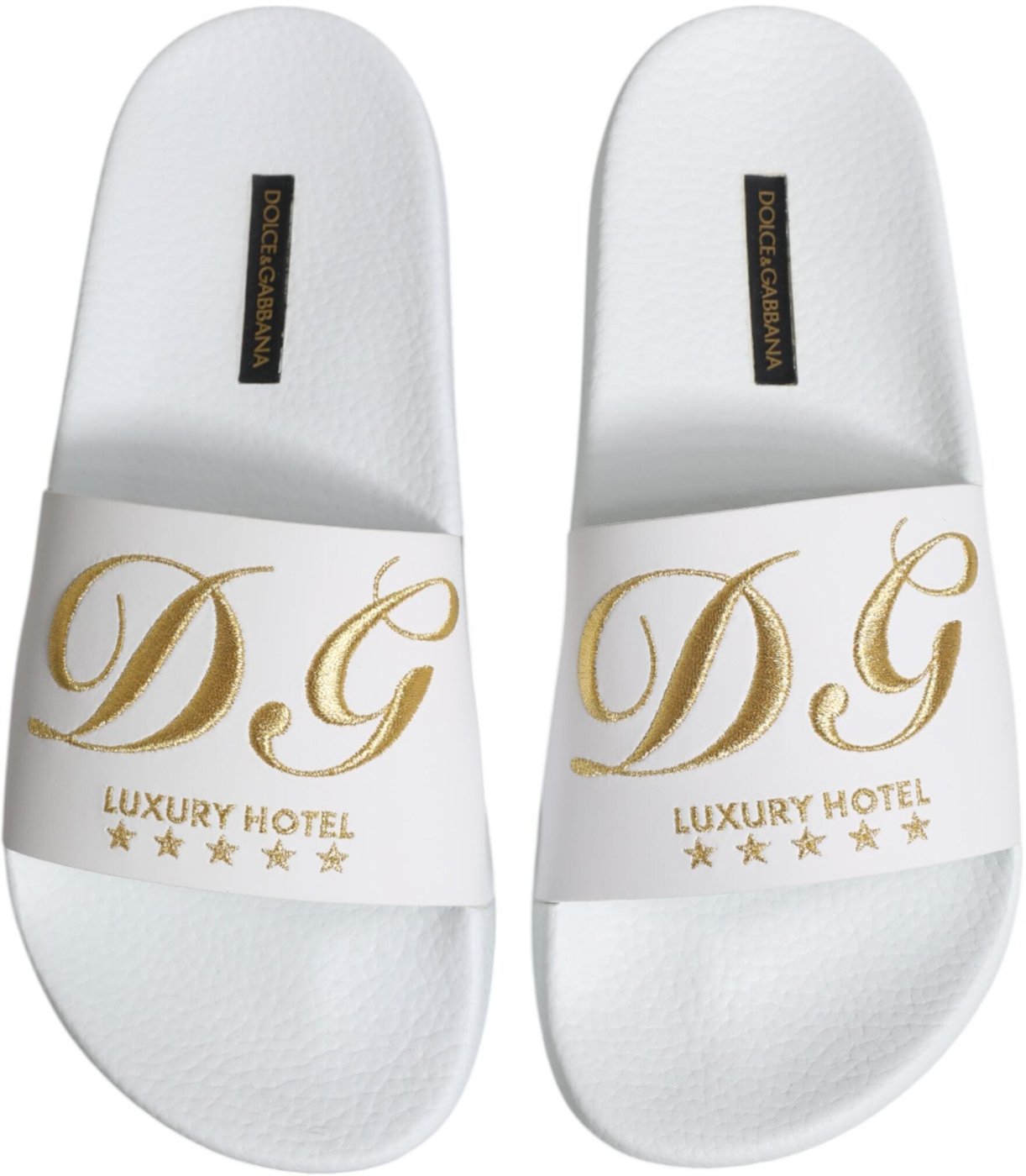 Dolce & Gabbana White Leather Slides Sandals Beachwear Shoes