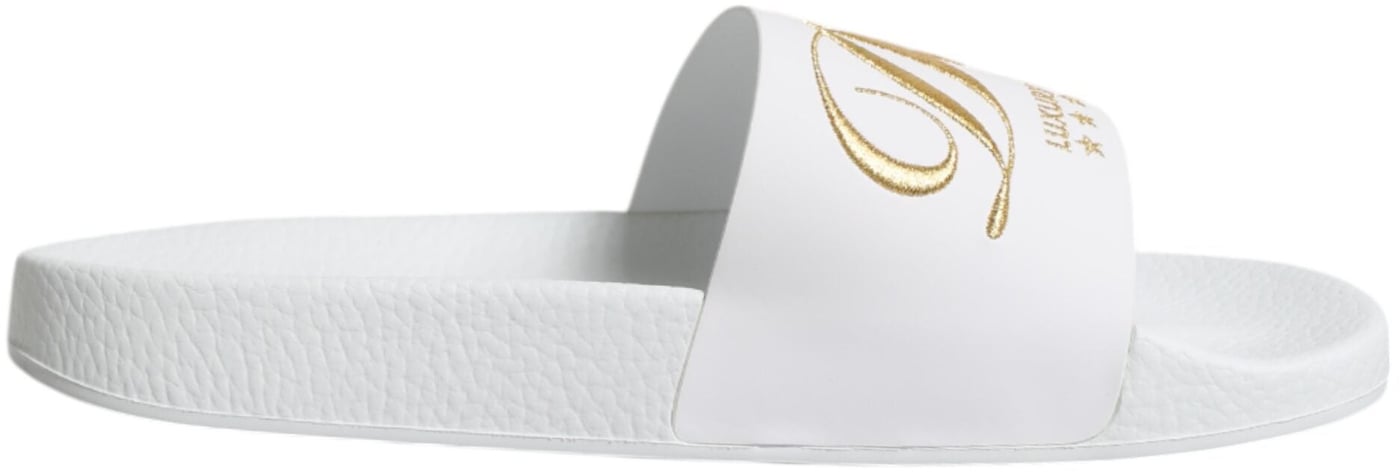 Dolce & Gabbana White Leather Slides Sandals Beachwear Shoes