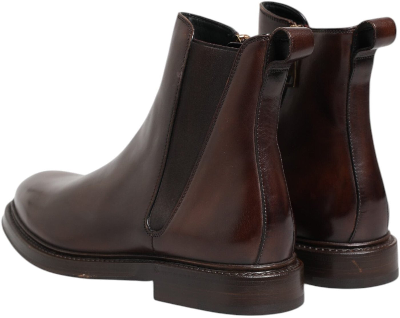 Dolce & Gabbana Brown Chelsea Leather Mid Calf Boots Shoes