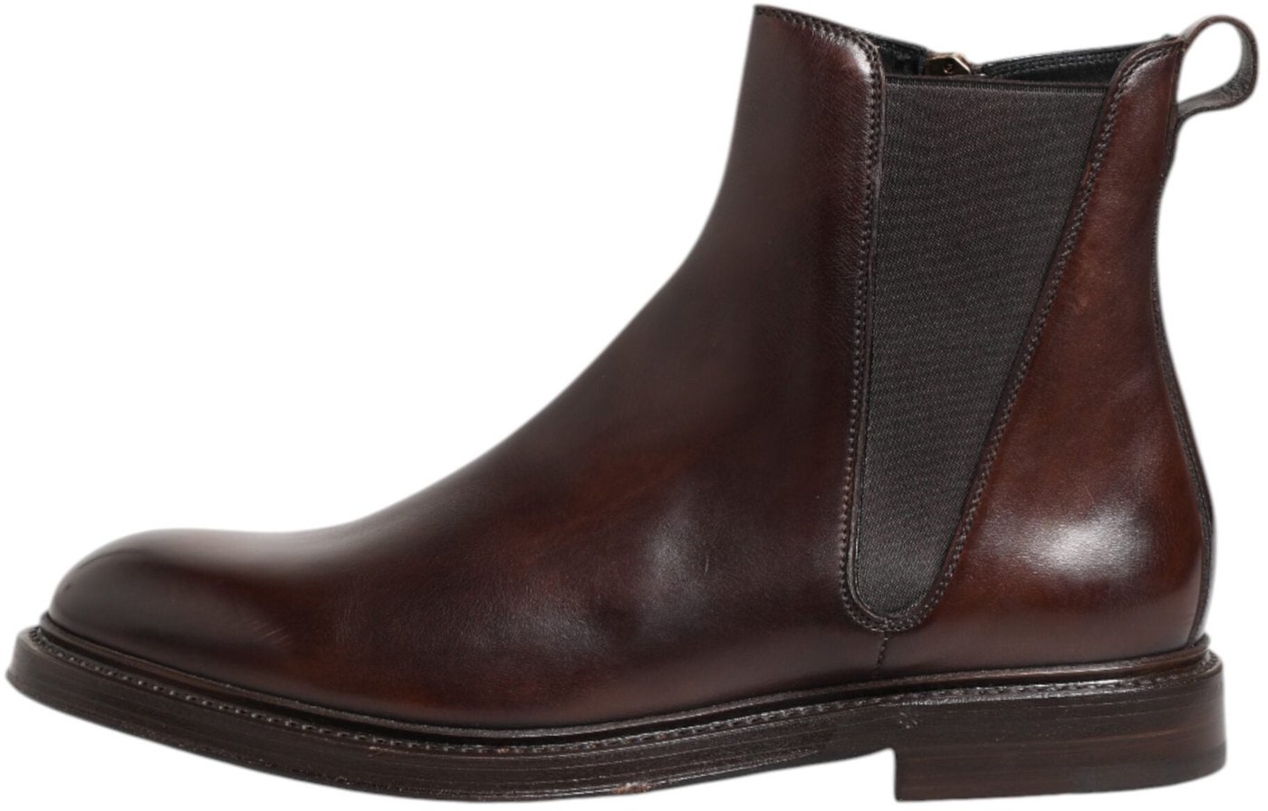 Dolce & Gabbana Brown Chelsea Leather Mid Calf Boots Shoes